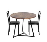 Juego De Comedor 3 Piezas Para 2, Mesa Redonda Resistente y 2 Sillas | estructura metálica reforzada, apto para apartamentos y espacios pequeños