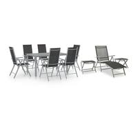 Juego De Comedor De Jardín 10 Piezas Negro Y Plateado Vidaxl