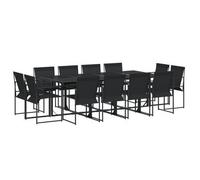 vidaXL Juego de comedor de jardín 13 piezas textileno negro