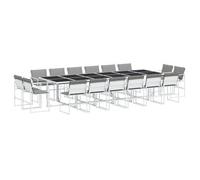 Juego De Comedor De Jardín 17 Pzas Con Cojines Textilene Blanco Vidaxl