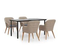 Juego De Comedor De Jardín 5 Piezas Con Cojines Marrón Vidaxl