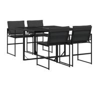 vidaXL Juego de comedor de jardín 5 pzas con cojines textileno negro
