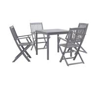 vidaXL Juego de comedor de jardín 5 pzas madera maciza de acacia gris 74 cm