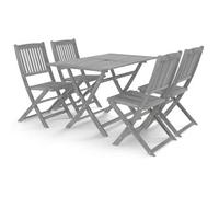 Juego De Comedor De Jardín 5 Pzas Madera Maciza De Acacia Gris Vidaxl