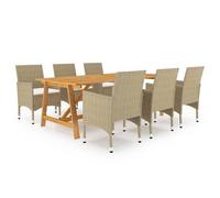 Juego De Comedor De Jardín 7 Piezas Beige Vidaxl