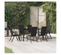 vidaXL Juego de comedor de jardín 7 piezas ratán sintético negro