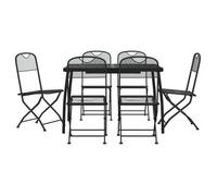 vidaXL Juego de comedor de jardín 7 pzas malla metálica gris antracita