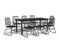Juego De Comedor De Jardín 9 Piezas Ratán Pvc Negro Vidaxl