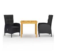 Juego De Comedor De Jardín De 3 Piezas Negro Vidaxl