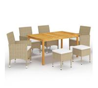 Juego De Comedor De Jardín De 7 Piezas Beige Vidaxl