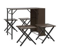 Juego De Comedor De Jardín Plegable 5 Piezas Ratán Pe Marrón Vidaxl
