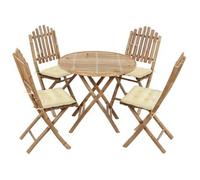 Juego De Comedor De Jardín Plegable Con Cojines 5 Piezas Bambú Vidaxl