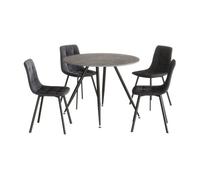 Juego de comedor fitjar mesa redonda con 4 sillas - gris oscuro [en.casa]