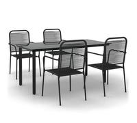 Juego De Comedor Jardín 5 Pzas Acero Y Cuerda De Algodón Negro Vidaxl