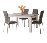 Miroytengo Juego de Comedor Mesa Extensible y 4 Sillas, Juego de Mesa Extensible y 4 Sillas, Mesa Rectangular Gris Cemento Grey