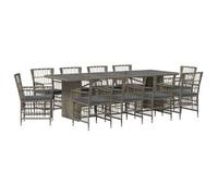 vidaXL Juego de comedor para exteriores 11 uds. Gris ratán sintético