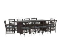 Juego De Comedor Para Exteriores 11 Uds. Negro Ratán Sintético Vidaxl