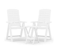 vidaXL Juego de comedor para jardín 3 piezas polipropileno blanco 61 cm