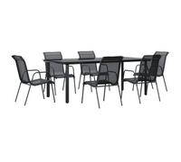 Juego De Comedor Para Jardín 7 Piezas Acero Y Textilene Negro Vidaxl