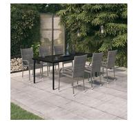 Juego de comedor para jardín 7 piezas gris y negro vidaxl