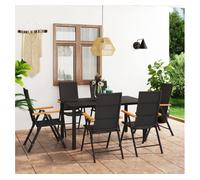 vidaXL Juego de comedor para jardín 7 piezas negro y marrón