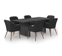 Juego De Comedor Para Jardín 7 Piezas Ratán Sintético Negro Vidaxl
