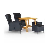 vidaXL Juego de comedor para jardín 5 piezas, mesa y sillas, asiento suave y estable, gris oscuro