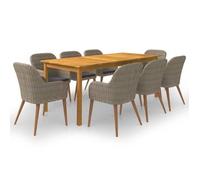 Juego De Comedor Para Jardín De 9 Piezas Marrón Vidaxl