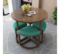Juego de comedor redondo de 5 piezas con 4 sillas tapizadas de PU/tela, muebles de cocina modernos para comedor, apartamento, espacio pequeño