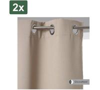 Juego de cortinas opacas Unyqoos® Atmosphera, 4 unidades (2 cortinas) – 135 cm de ancho x 240 cm de largo, color beige, con plisados, con anillas metálicas, listas para colgar, completamente opacas, c