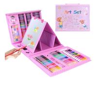 Juego de crayones para colorear, kit de arte de 208 piezas con estuche portátil, suministros de dibujo versátiles, kit completo artístico para colorear para viajes, coche, escuela, estudio, juego de