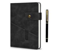 Juego de cuaderno y bolígrafo, cuaderno de cuero rayado A5, 200 páginas, papel rayado grueso de 100 g/m², organizador personal, diario de cuero, diario A5 para hombres y mujeres, escuela, viajes