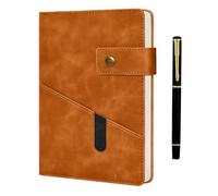 Juego de cuaderno y bolígrafo, cuaderno de cuero rayado A5, 200 páginas, papel rayado grueso de 100 g/m², organizador personal, diario de cuero, diario A5 para hombres y mujeres, escuela, viajes