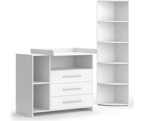 Juego de cuarto de bebé Vicco Oskar Blanco 2 partes, con cambiador y estante para juguetes, Model 41626