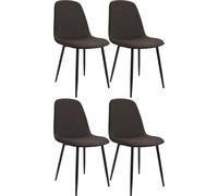 Juego de cuatro sillas de comedor – tipo "concha" – cómodas y estables – color marrón, tapizadas en tela, fáciles de montar
