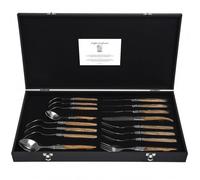 Juego de cubiertos de mesa LUXURY, 16 piezas, mangos de madera de olivo, Laguiole