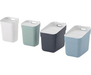 Juego de cubos de basura, pack de 4 unidades, Curver Ready to Collect, 2 cubos de 10 litros, 2 cubos de 20 litros, color blanco, verde, azul y gris