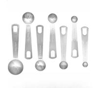 Juego de cucharas medidoras de acero inoxidable con pinza para hornear, 9 piezas métricas y para utensilios de cocina imperiales con varilla agitadora para ingredientes secos y líquidos (7)