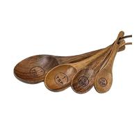 Juego de cucharas para medir tazas de madera, 12 x 10 x 8 x 2,36 cm, frijol, azúcar, sal y miel, accesorios para la cocina, hornear, madera natural de calidad