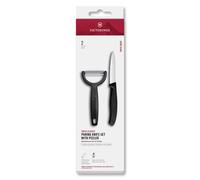 Juego de cuchillo y pelador en Y SWISS CLASSIC, juego de 2 piezas, negro, plástico, Victorinox