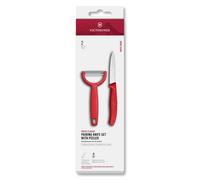 Juego de cuchillo y pelador en Y SWISS CLASSIC, juego de 2 piezas, rojo, plástico, Victorinox