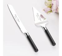 Juego de Cuchillo y Servidor para Pastel de Boda, Conjunto de Corte de Pastel de Acero Inoxidable, Oro Plata Cortador de Pastel Servidor de Pasteles para Navidad, Cumpleaños, Fiesta (Negro Plateado)