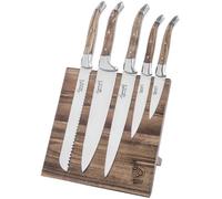 Juego de cuchillos, 6 piezas con soporte magnético LUXURY, madera de olivo, Laguiole