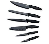 Juego de cuchillos de cocina Axer Oxid, 6 piezas, con funda negra: juego de cuchillos de acero inoxidable para la cocina, con hoja antiadherente y afilada, que incluye cuchillo para cocinar, cuchillo