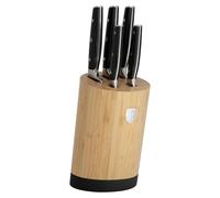 Juego de cuchillos de cocina Berlinger Haus de 6 piezas con soporte de bambú, acero inoxidable, mango ergonómico, cuchillo de chef de 20 cm, diseño elegante en y plateado, corte preciso y seguro