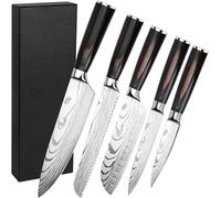 Juego de cuchillos de cocina de 5 piezas, fabricado con acero inoxidable de alta calidad, con mangos ergonómicos. Set de cuchillos profesionales que incluye: cuchillo de chef, cuchillo para pan, cuchi