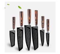 Juego de cuchillos de cocina, imitación japonesa con diseño Damasco, con funda. Acero de alto carbono, ideal para carne, pescado, frutas y cocina en general. Accesorios para cocinar