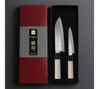 Juego de cuchillos de cocina, incluye cuchillo Santoku y cuchillo pelador, modelo HH17