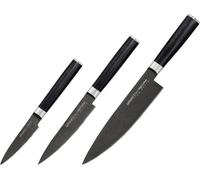 Juego de cuchillos de cocina Samura MO-V Stonewash de 3 piezas, en caja de regalo: cuchillo de pelar, cuchillo de uso general y cuchillo de chef, fabricados con acero japonés de alta calidad, para una