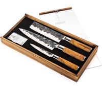 Juego de cuchillos de forja de 3 piezas con mango de madera de olivo
